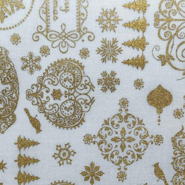 Dekodruck Weihnachtliche Ornamente creme gold